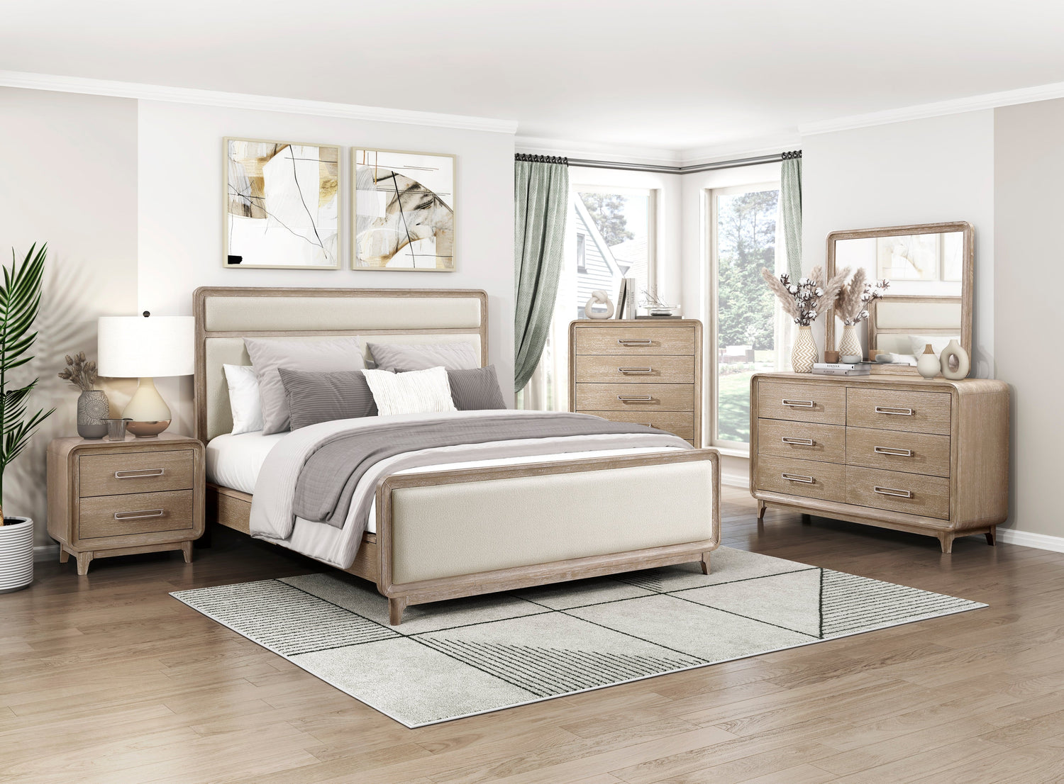 Wilshire Natural King Upholstered Bed from Homelegance - Luna Furniture