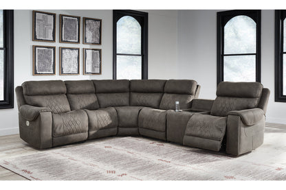 Hoopster Gunmetal 6-Piece Power Reclining Sectional from Ashley - Luna Furniture