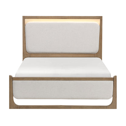 Riley Light Brown Eastern King Upholstered Bed from Homelegance - Luna Furniture