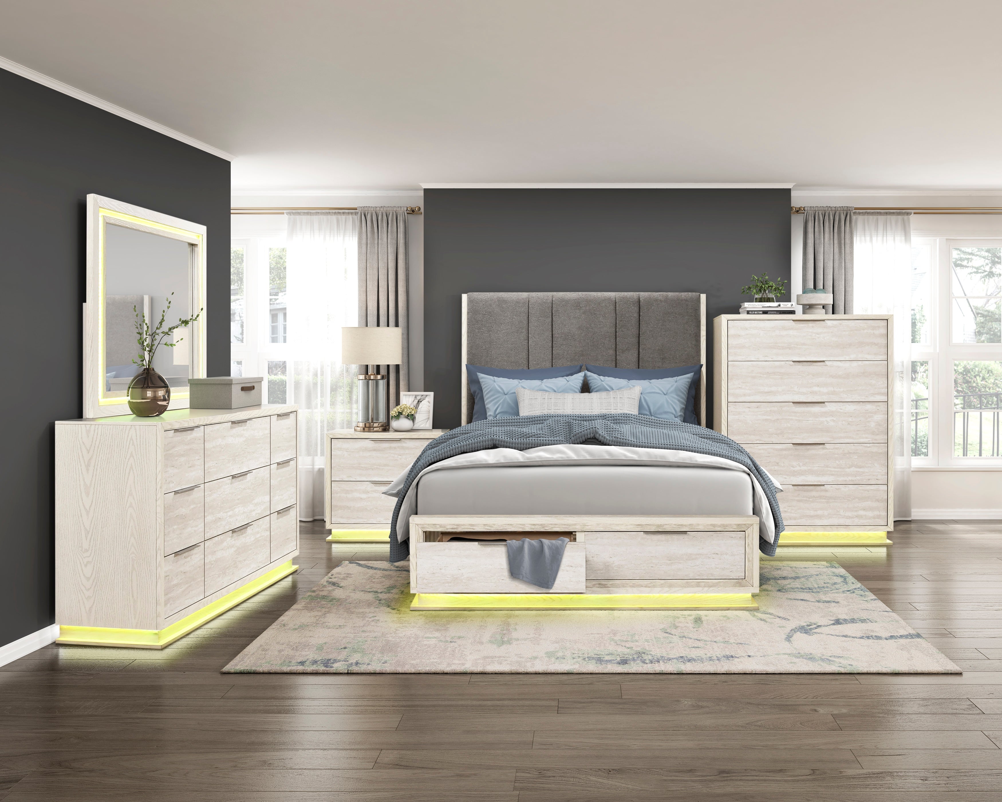 2391K-1EK* (3) Eastern King Platform Bed with Footboard Storage - 2391K-1EK*