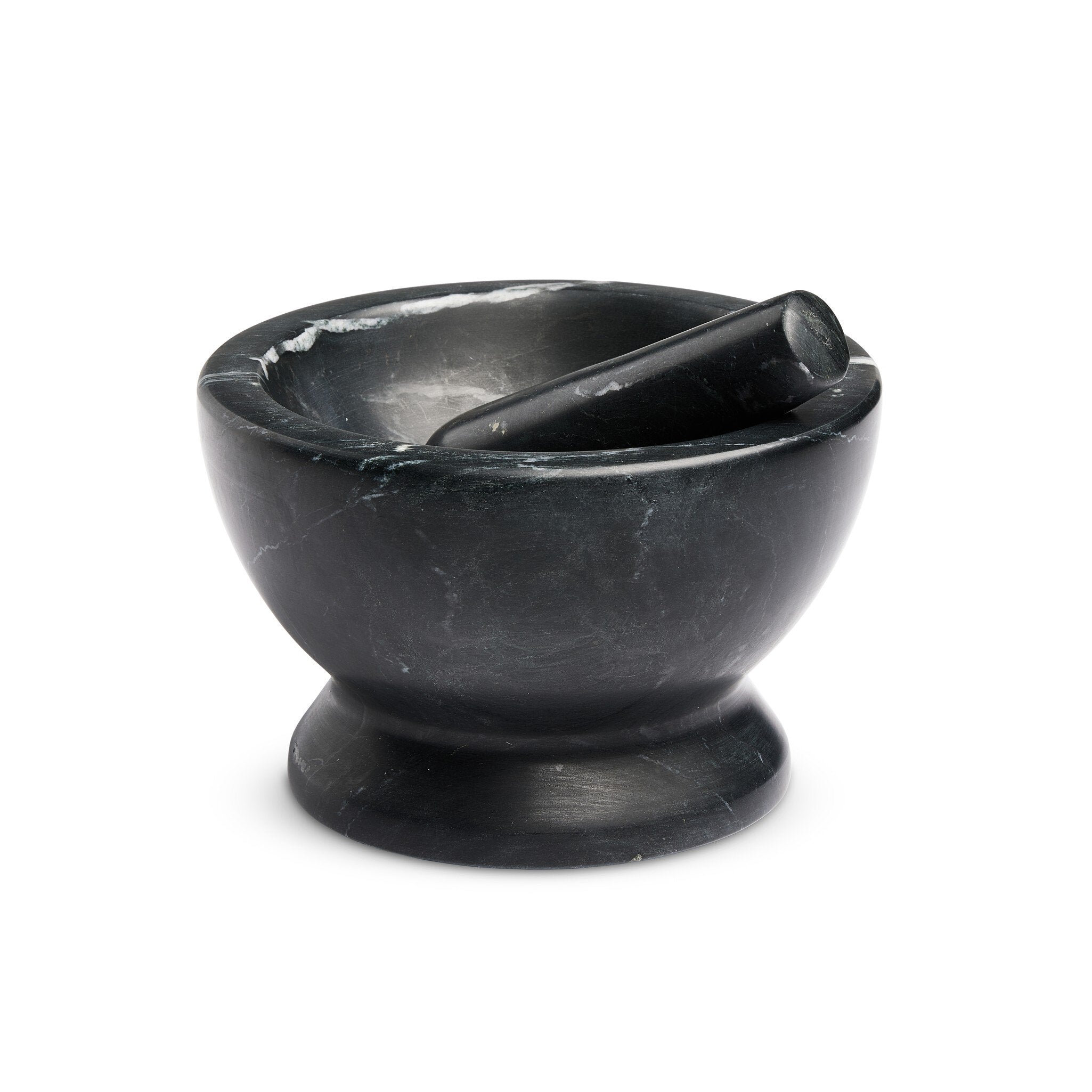 Arman Mortar and Pestle in Polished Black Marble