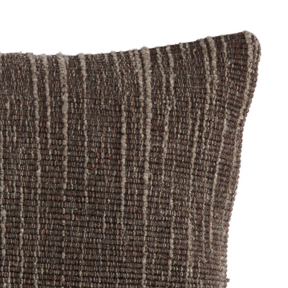 Handwoven Stripe Wool Pillow in Grey Wool