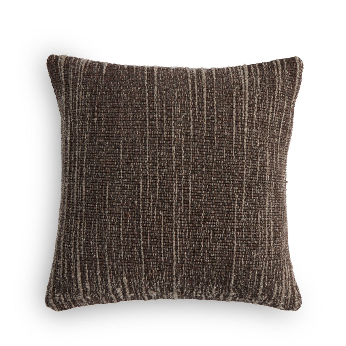 Handwoven Stripe Wool Pillow in Grey Wool