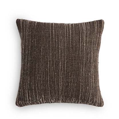 Handwoven Stripe Wool Pillow in Grey Wool