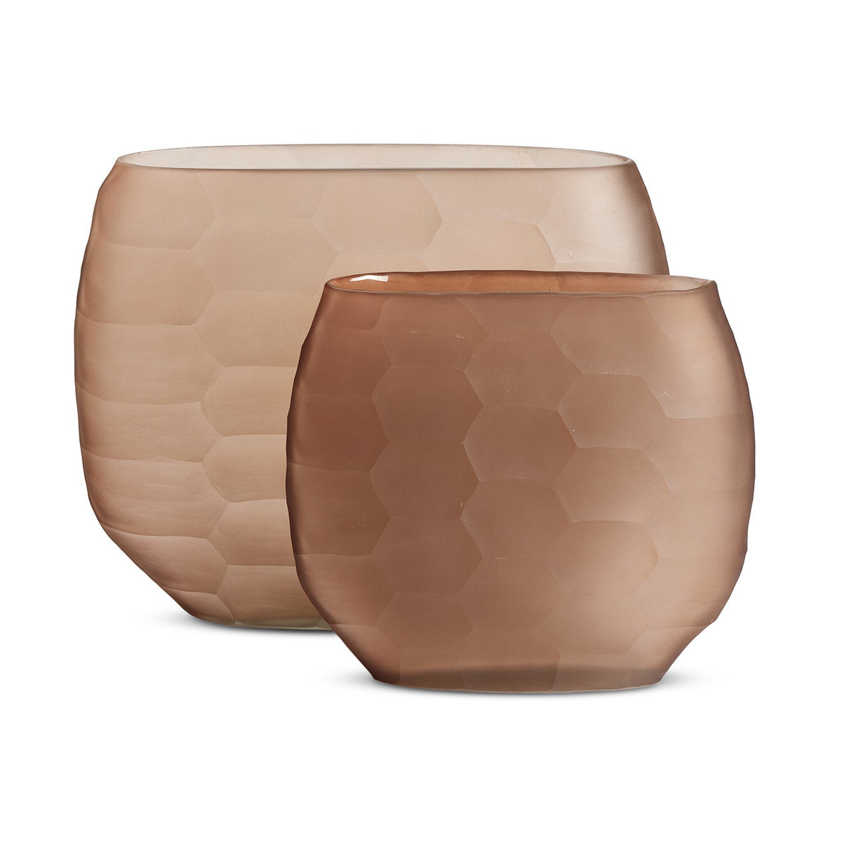 Textured Glass Oval Vases in Smoked Textured Glass