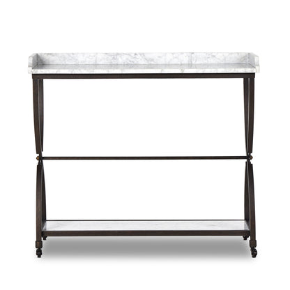 Six Beers Table in Honed White Marble