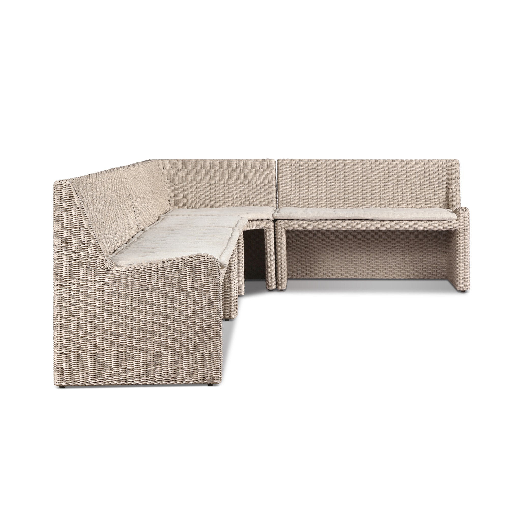 Senna Outdoor Dining Banquette L-Shape in Vintage White