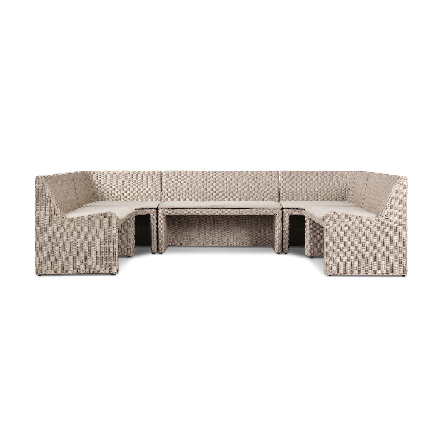 Senna Outdoor Dining Banquette U-Shape in Vintage White