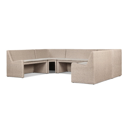 Senna Outdoor Dining Banquette U-Shape in Vintage White