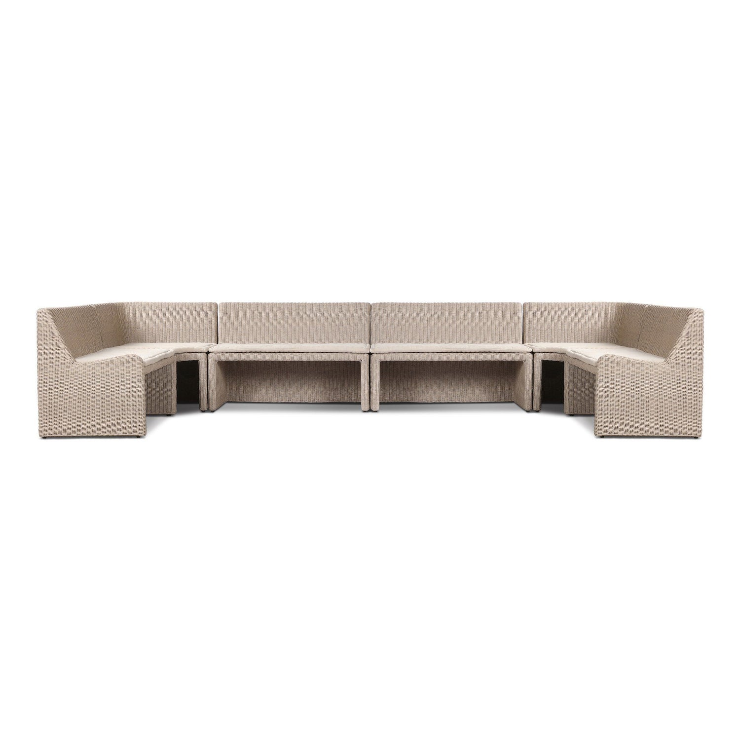 Senna Outdoor Dining Banquette U-Shape in Vintage White