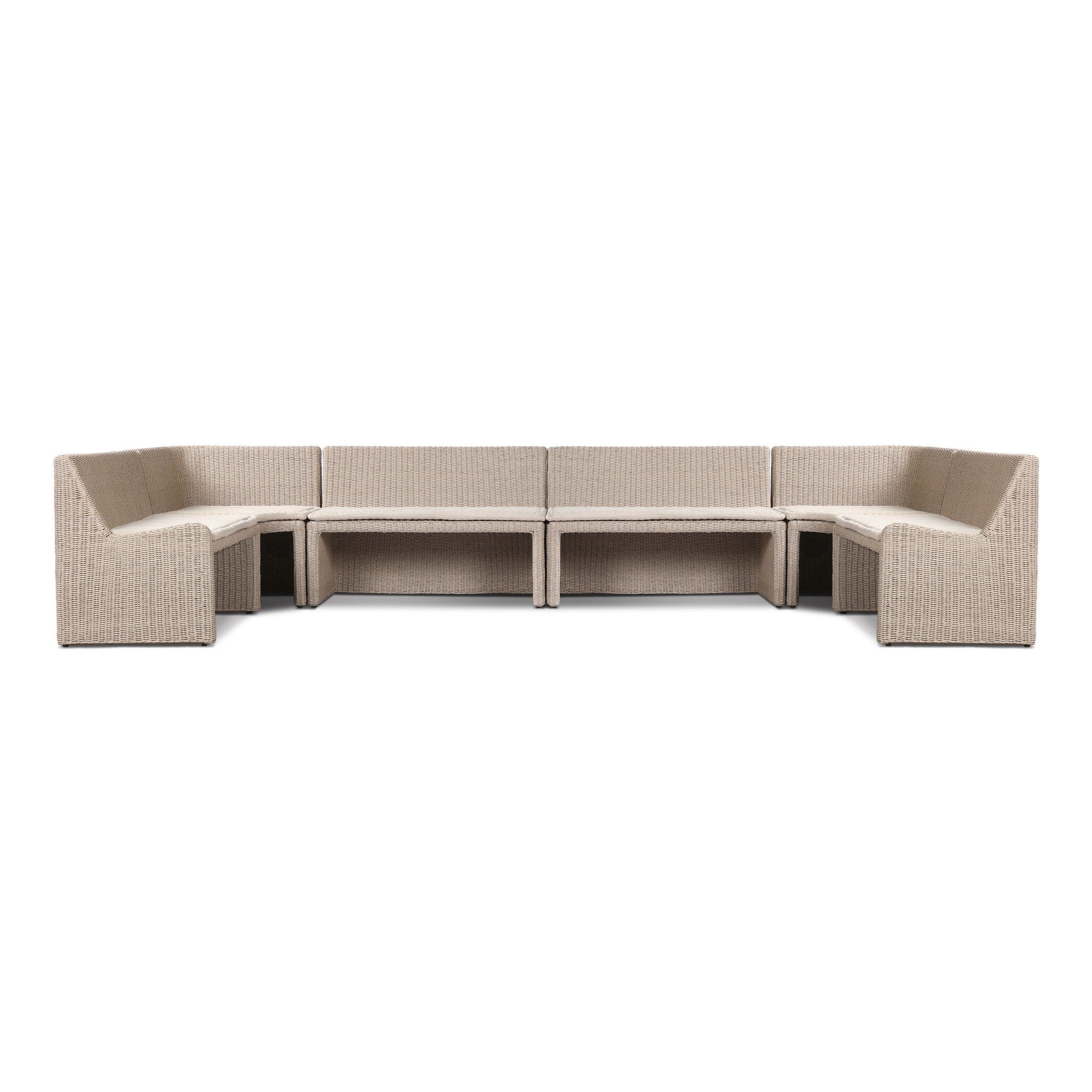 Senna Outdoor Dining Banquette U-Shape in Vintage White