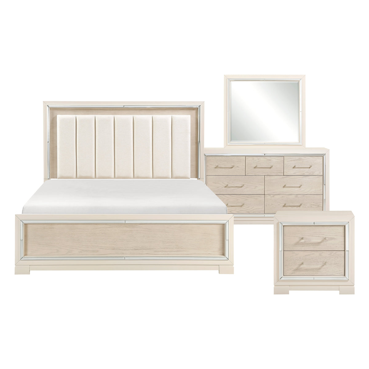 Alabaster Light Gray/Cream 4-Piece Queen Bedroom Set