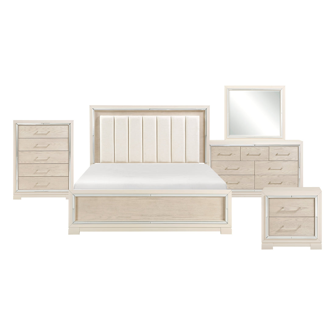 Alabaster Light Gray/Cream 5-Piece Queen Bedroom Set
