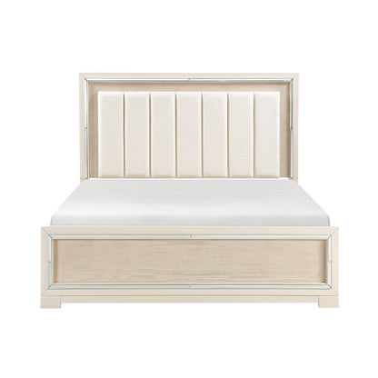 Alabaster Light Gray/Cream Queen Bed