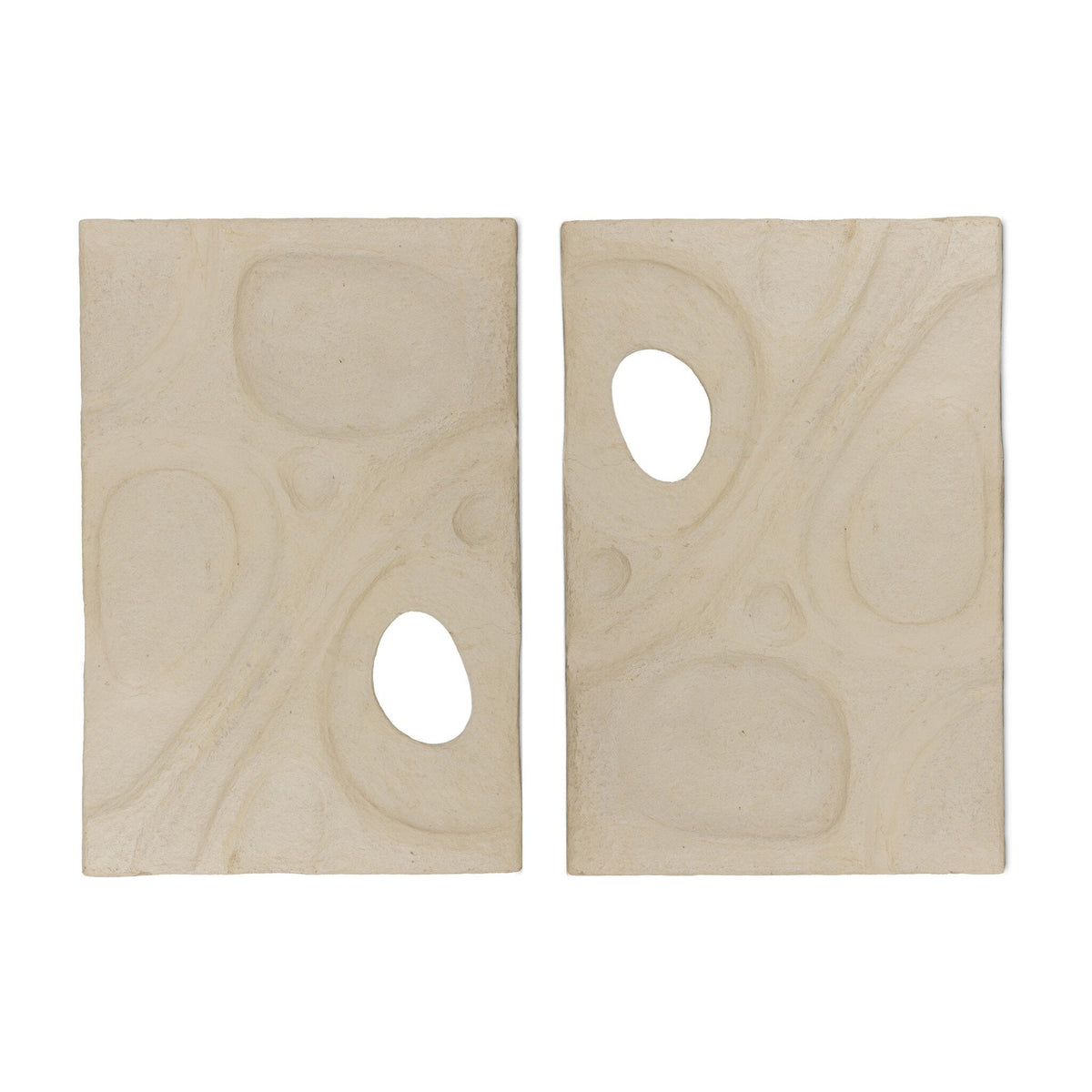 Organic Relief Sculpture Set in Natural Paper Mache