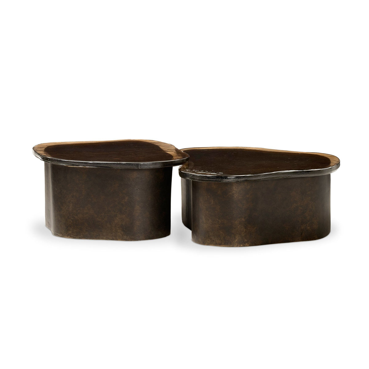 Efran Nesting Coffee Tables in Smoked Brown Cast Glass