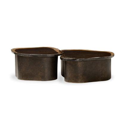 Efran Nesting Coffee Tables in Smoked Brown Cast Glass