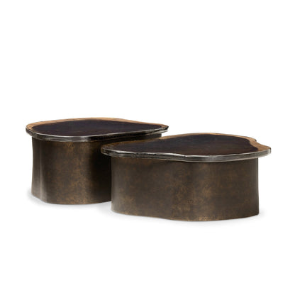 Efran Nesting Coffee Tables in Smoked Brown Cast Glass
