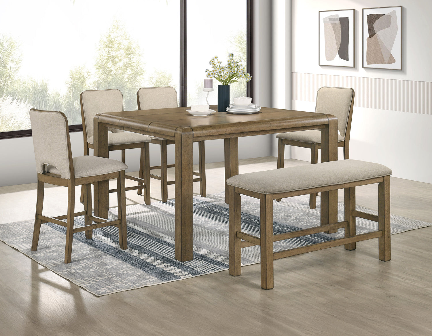 Cockrell Brown/Beige Extendable Counter Height Set from Crown Mark - Luna Furniture