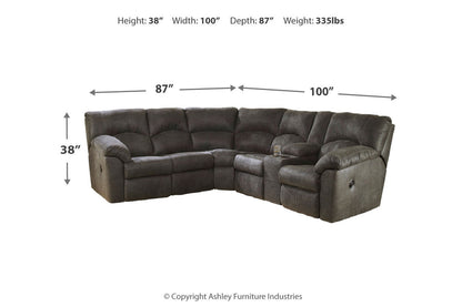Tambo Pewter 2-Piece Sectional with Recliner -  Ashley - Luna Furniture
