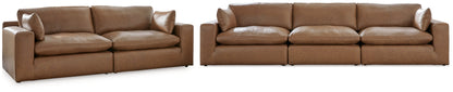 Emilia Caramel Leather Modular Living Room Set from Ashley - Luna Furniture