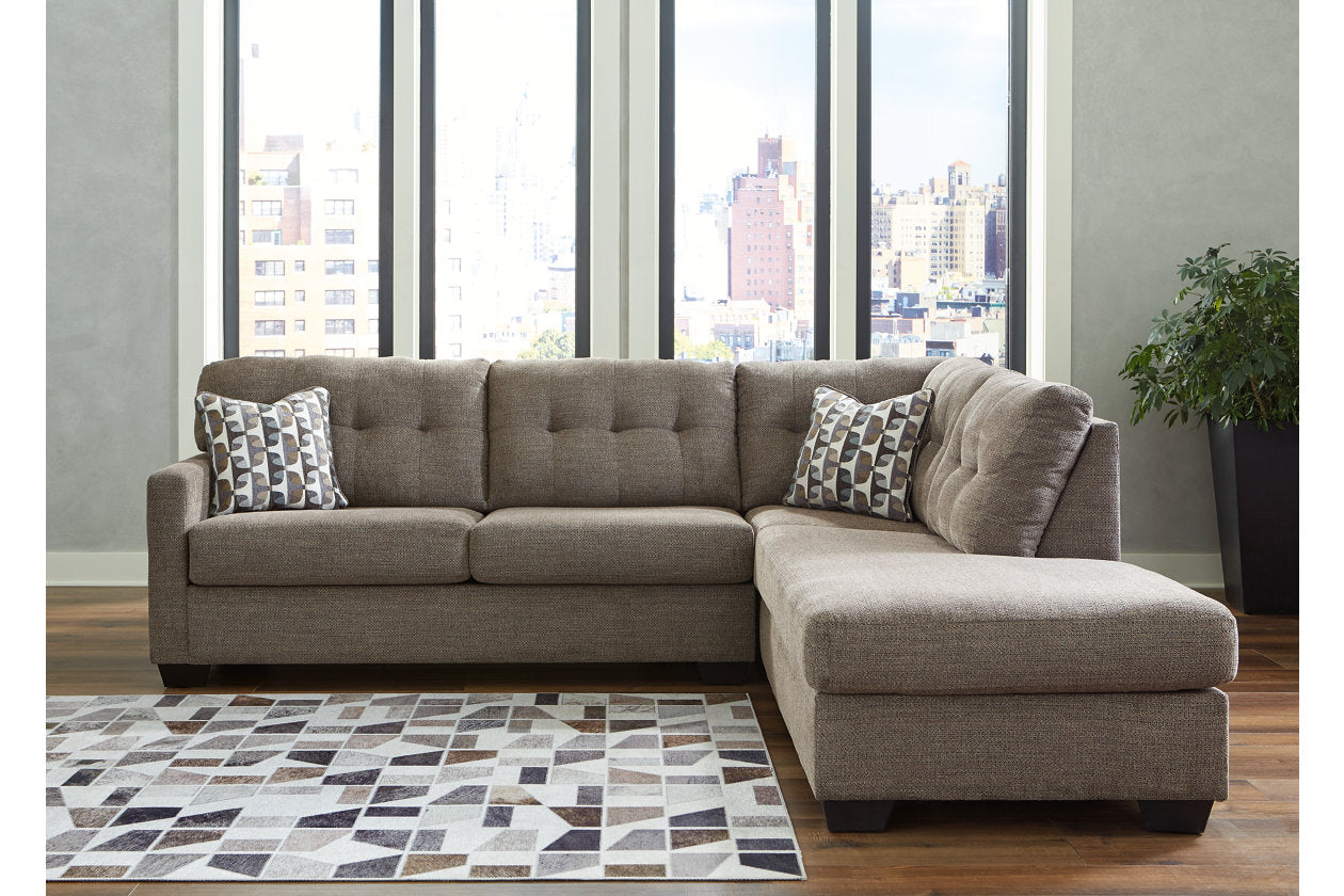Mahoney Chocolate 2-Piece Sleeper Sectional with Chaise -  Ashley - Luna Furniture