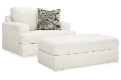 Karinne Linen Oversized Chair and Ottoman -  Ashley - Luna Furniture