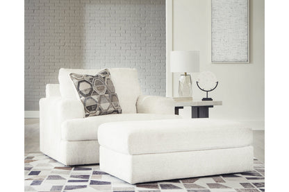 Karinne Linen Oversized Chair and Ottoman -  Ashley - Luna Furniture