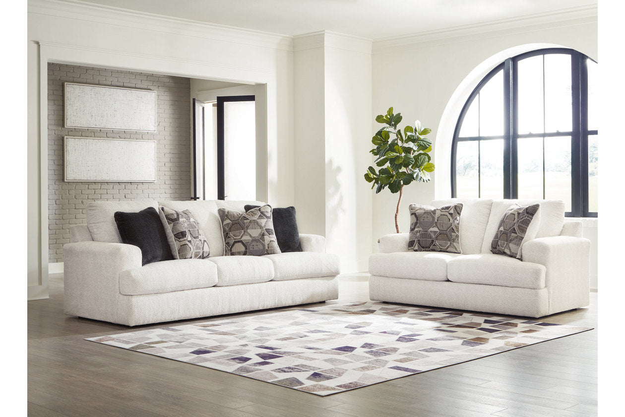 Karinne Linen Sofa, Loveseat, Oversized Chair and Ottoman -  Ashley - Luna Furniture