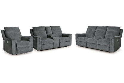 Barnsana Gravel Power Reclining Sofa, Loveseat and Recliner -  Ashley - Luna Furniture