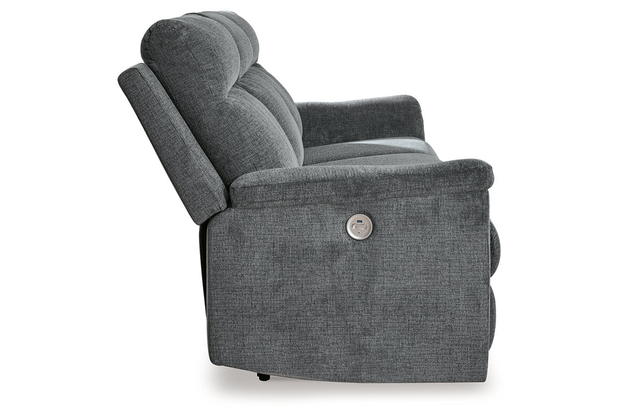 Barnsana Gravel Power Reclining Sofa, Loveseat and Recliner -  Ashley - Luna Furniture
