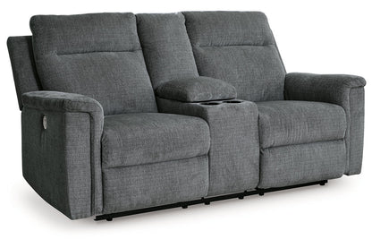 Barnsana Gravel Power Reclining Sofa, Loveseat and Recliner -  Ashley - Luna Furniture