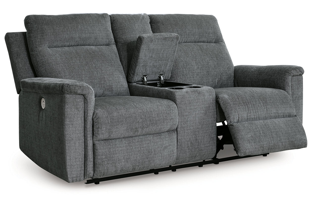 Barnsana Gravel Power Reclining Sofa, Loveseat and Recliner -  Ashley - Luna Furniture