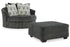 Biddeford Shadow Oversized Swivel Chair and Ottoman -  Ashley - Luna Furniture