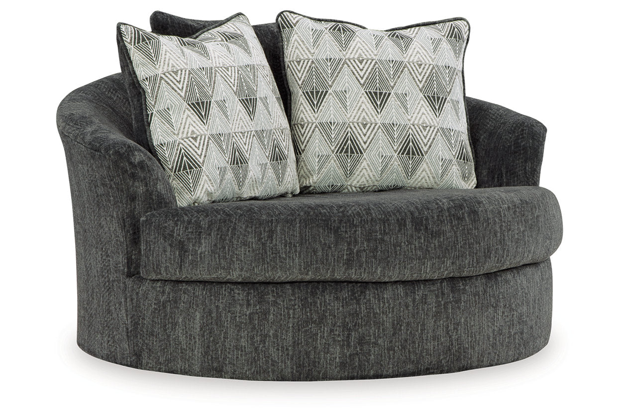 Biddeford Shadow Oversized Swivel Chair and Ottoman -  Ashley - Luna Furniture