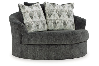 Biddeford Shadow Oversized Swivel Chair and Ottoman -  Ashley - Luna Furniture