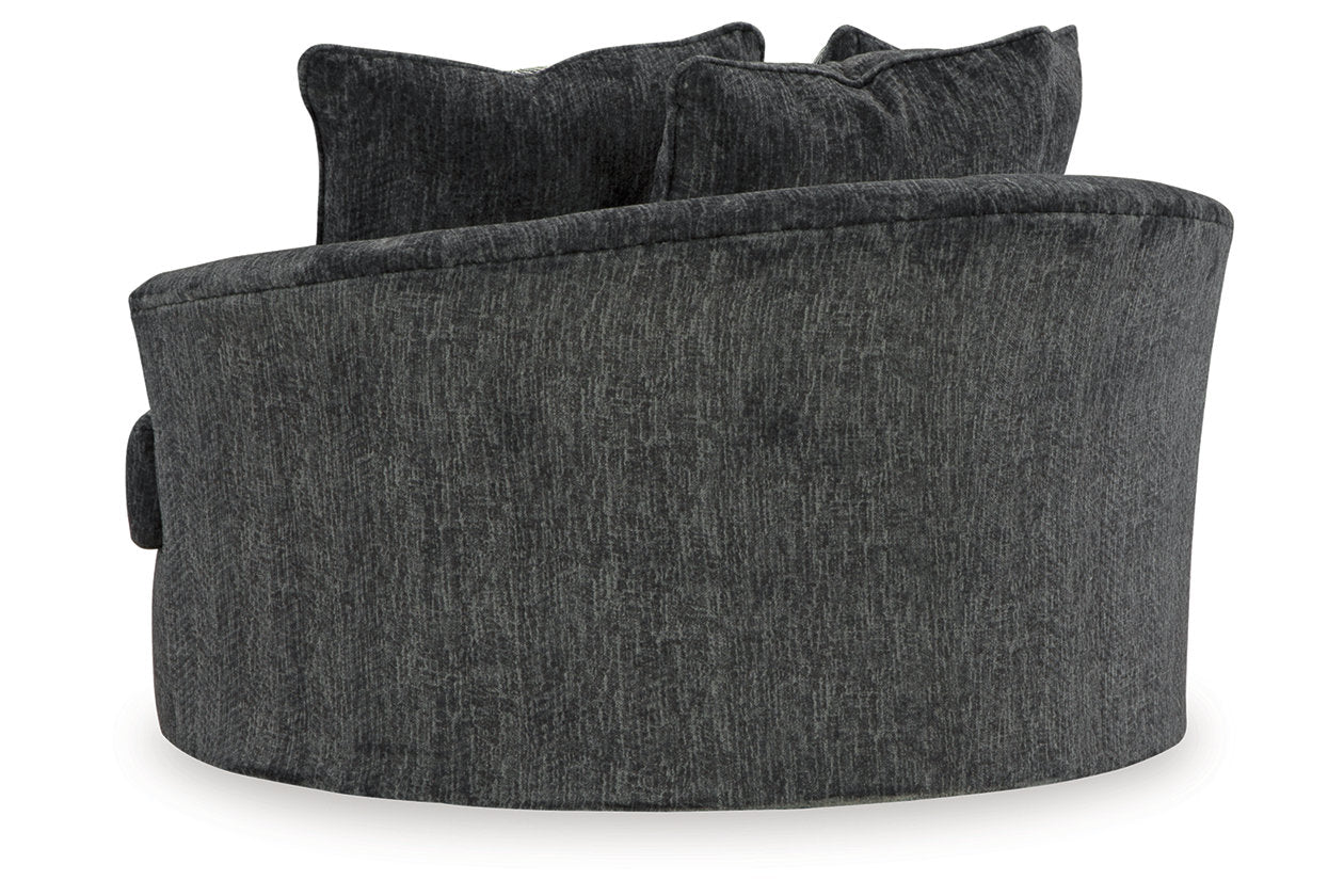 Biddeford Shadow Oversized Swivel Chair and Ottoman -  Ashley - Luna Furniture
