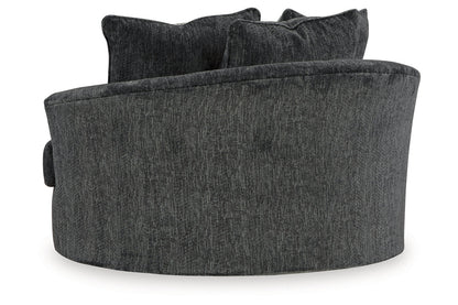 Biddeford Shadow Oversized Swivel Chair and Ottoman -  Ashley - Luna Furniture