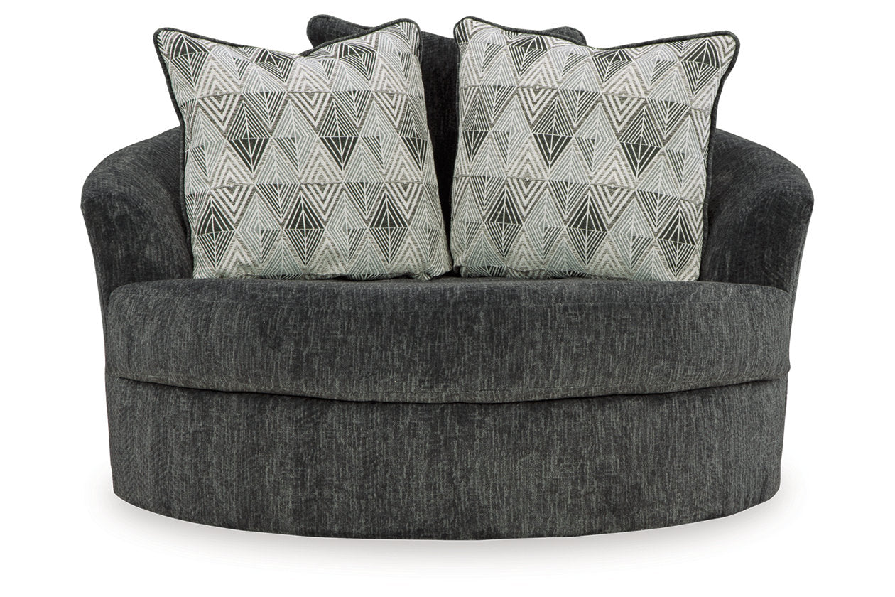 Biddeford Shadow Oversized Swivel Chair and Ottoman -  Ashley - Luna Furniture