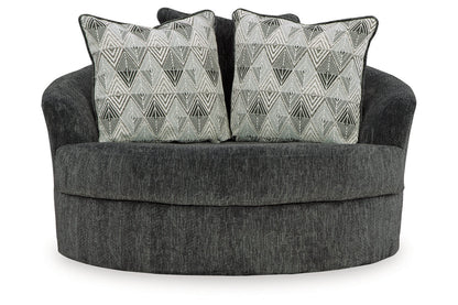 Biddeford Shadow Oversized Swivel Chair and Ottoman -  Ashley - Luna Furniture
