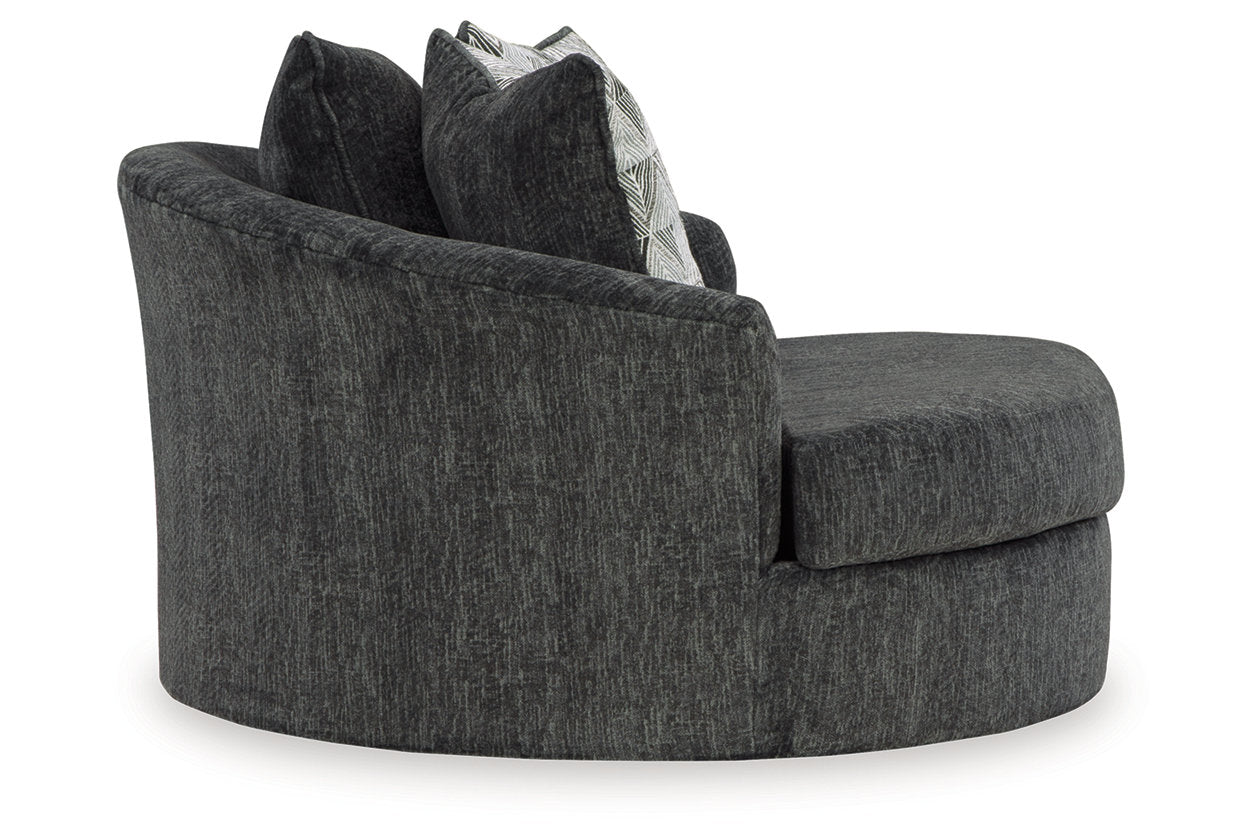 Biddeford Shadow Oversized Swivel Chair and Ottoman -  Ashley - Luna Furniture