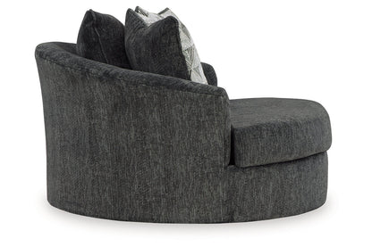 Biddeford Shadow Oversized Swivel Chair and Ottoman -  Ashley - Luna Furniture
