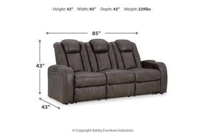 Fyne-Dyme Shadow Power Reclining Sofa, Loveseat and Recliner -  Ashley - Luna Furniture