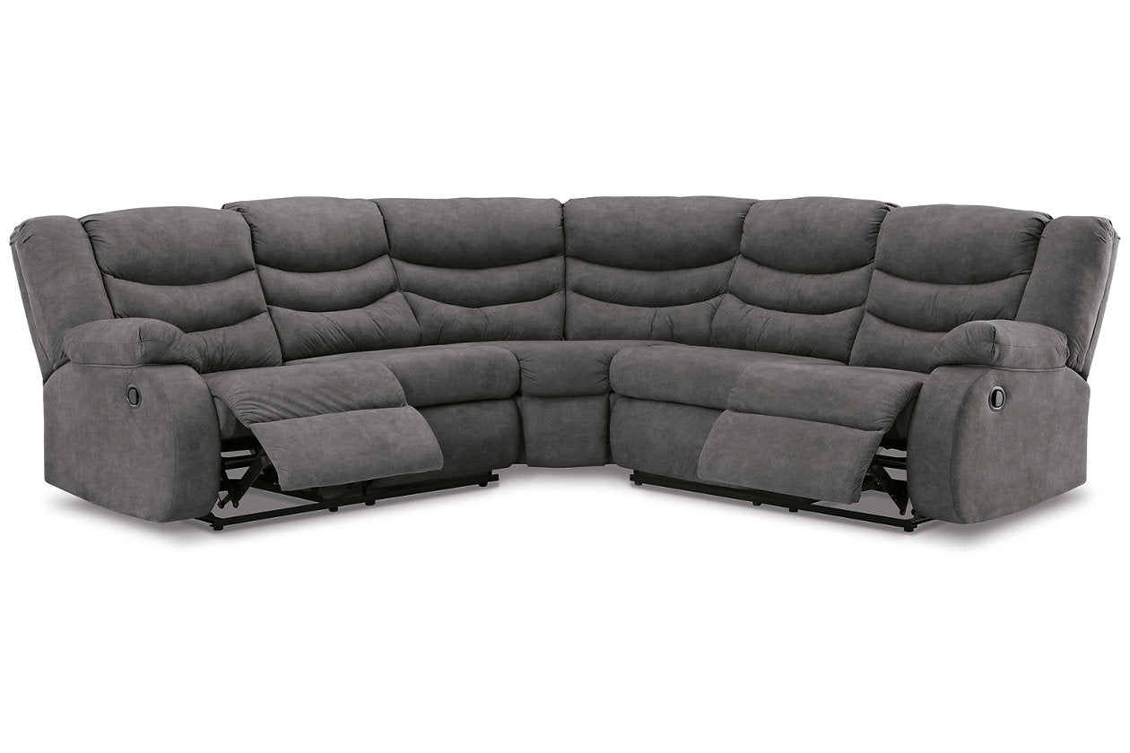 Partymate Slate 2-Piece Reclining Sectional -  Ashley - Luna Furniture