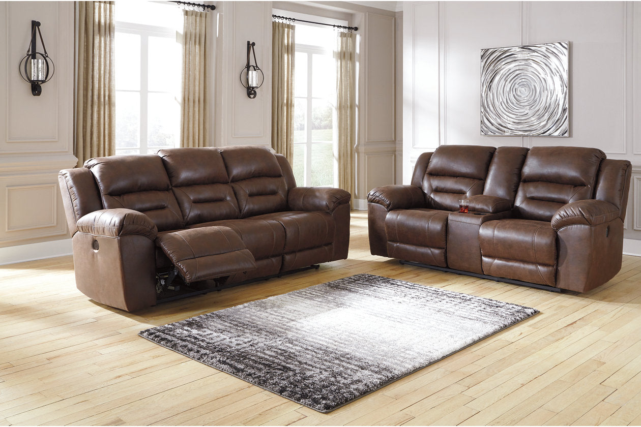 Stoneland Chocolate Power Reclining Sofa and Loveseat -  Ashley - Luna Furniture
