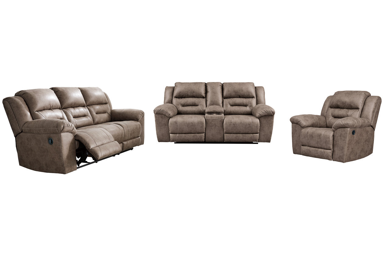 Stoneland Fossil Reclining Sofa, Loveseat and Recliner -  Ashley - Luna Furniture
