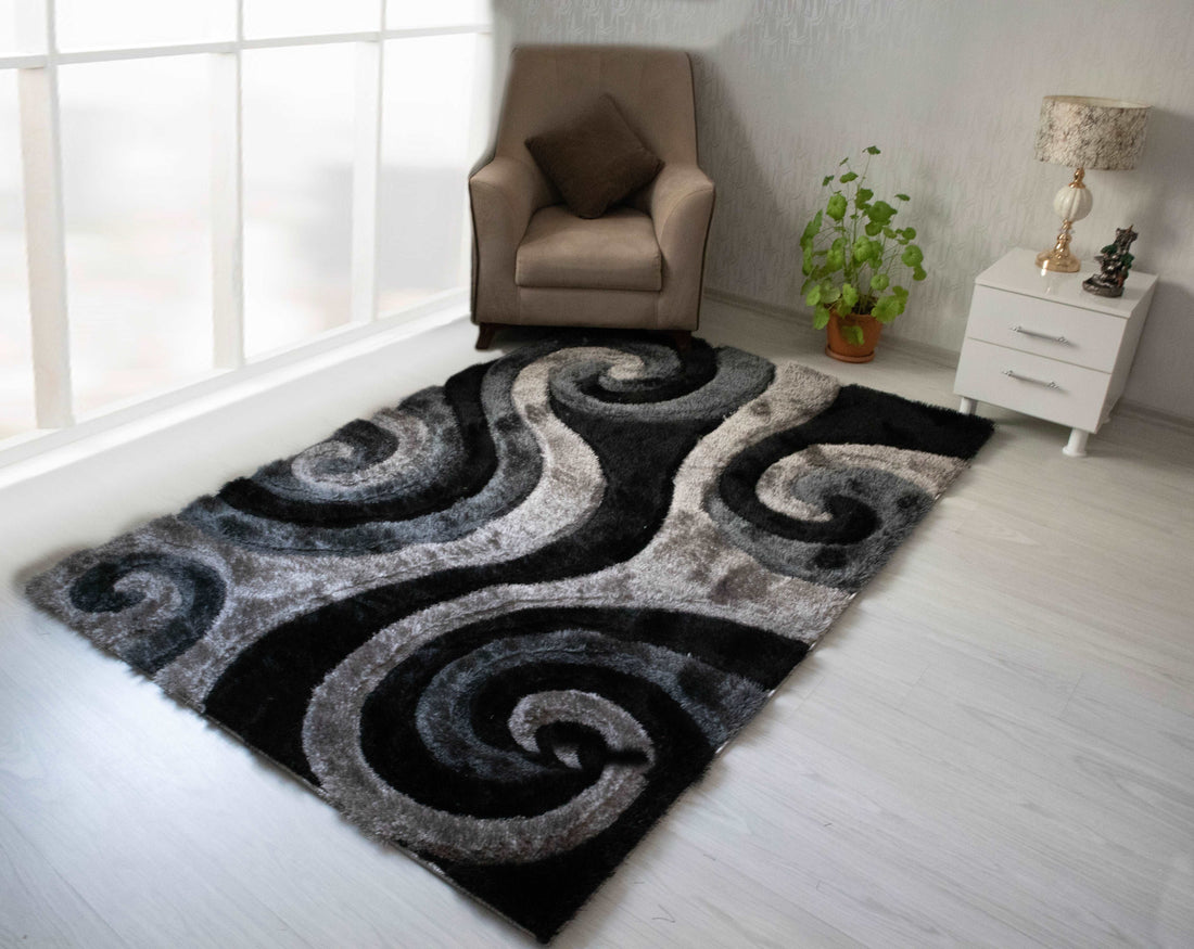 3D Shaggy GRAY Area Rug - 3D555 - 3D555-GRY-57 - Bien Home Furniture &amp; Electronics