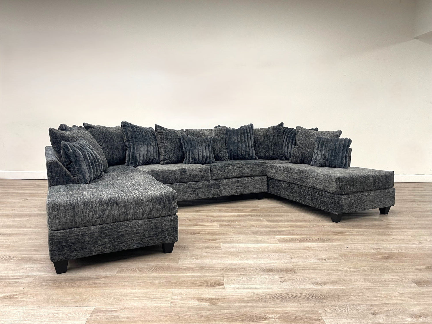 411 Charcoal - Double Chaise Sectional - 411-Charcoal