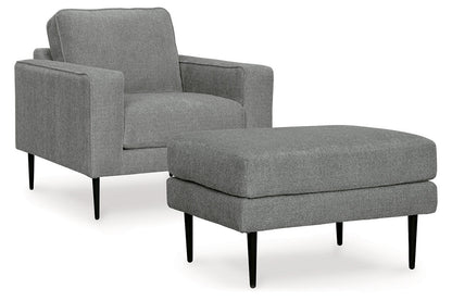 Hazela Charcoal Chair and Ottoman -  Ashley - Luna Furniture
