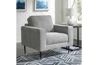 Hazela Charcoal Chair and Ottoman -  Ashley - Luna Furniture